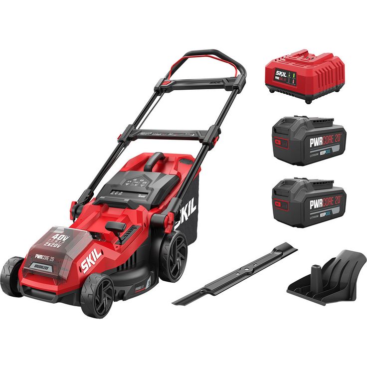 Akkuruohonleikkuri Skil 0135 BA, 38cm, 2x20V, 2x4.0Ah akuilla