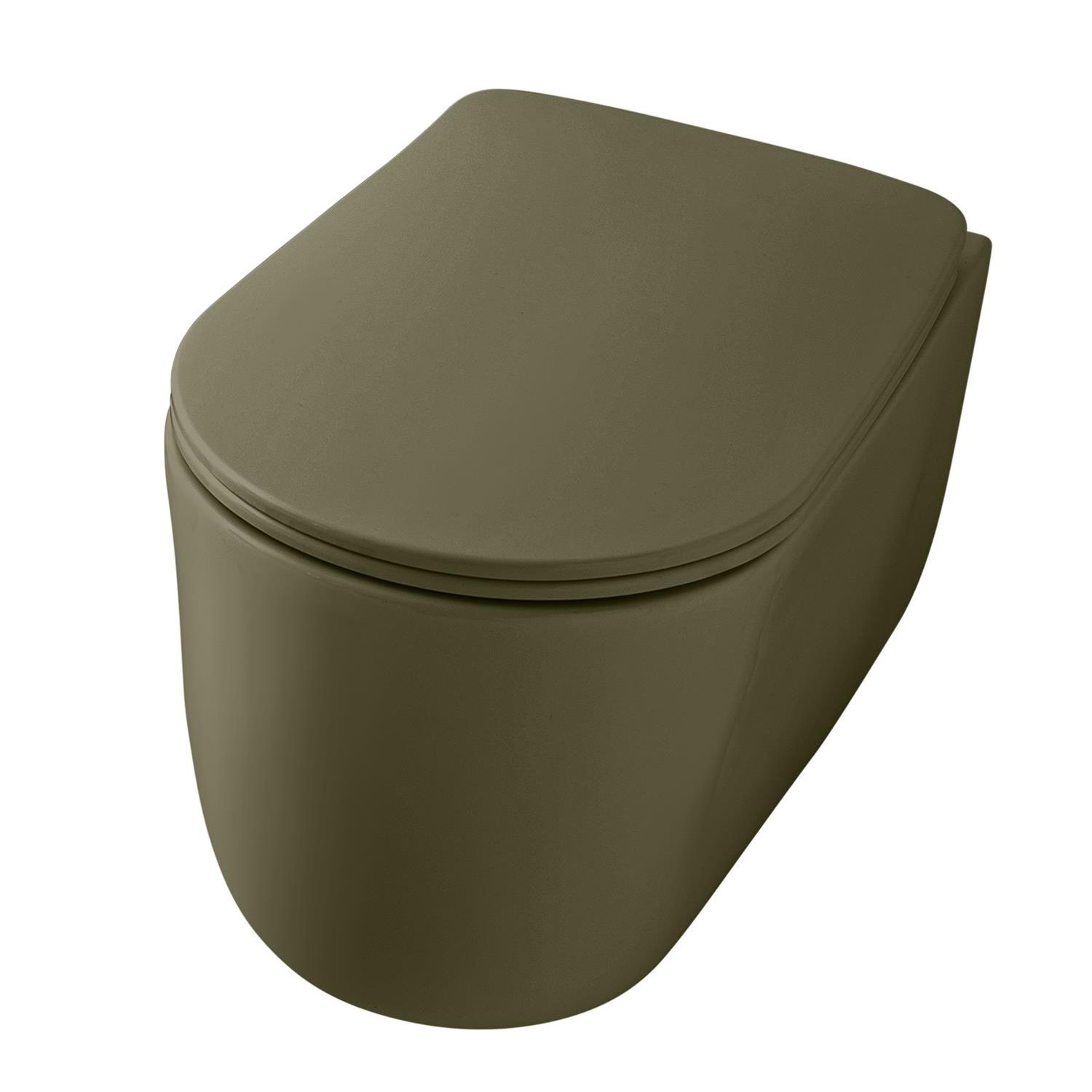 WC-istuin Kerasan Nolita 5314 Rimless, seinämalli, matta, vihreä