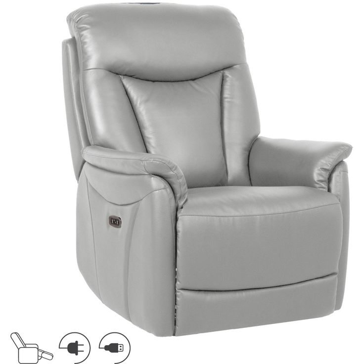 Recline armchair BALDWIN with electric lift mechanism, beige leather
