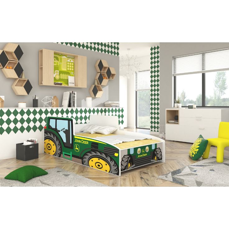 Sänky ADRK TRACTOR GREEN 140x70, patjalla