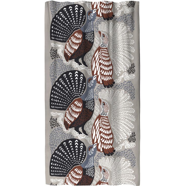 Sivuverho Vallila Metsänvartijat, beige/sininen, 140x250 cm