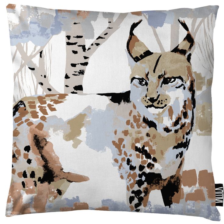 Koristetyynynpäällinen Vallila Ilves, beige/sininen, 43x43 cm