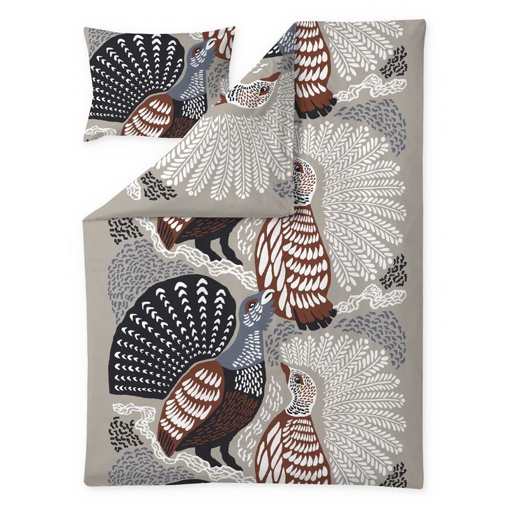 Pussilakanasetti Vallila Metsänvartijat, beige/sininen, 150x210 cm