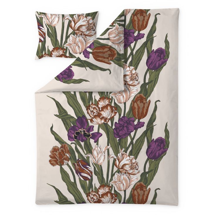 Satiinipussilakanasetti Vallila Kukoistus, terra/purppura, 150x210 cm
