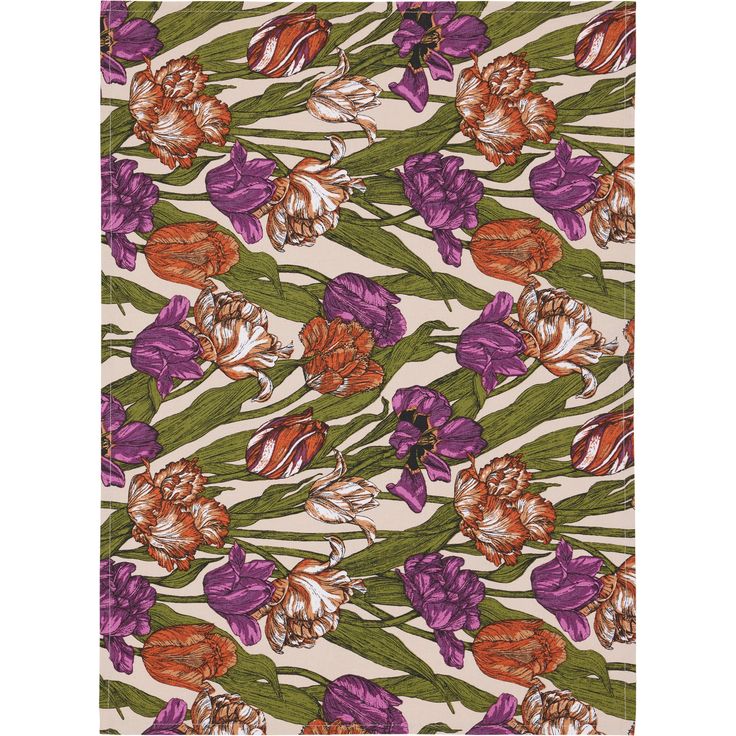 Keittiöpyyhe Vallila Kukoistus, 2 kpl, terra/purppura, 50x70 cm