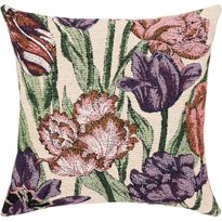 Brodeerattu koristetyynynpäällinen Vallila Kukoistus, terra/purppura, 43x43 cm