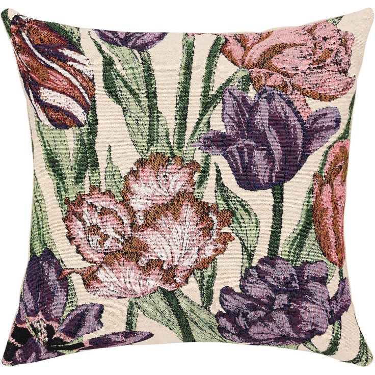 Brodeerattu koristetyynynpäällinen Vallila Kukoistus, terra/purppura, 43x43 cm