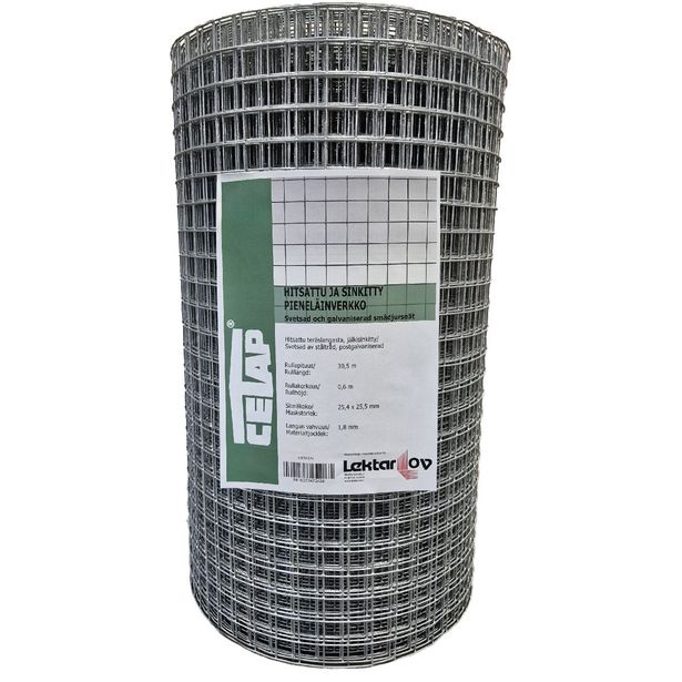 Hitsattu pieneläinverkko Cetap, 1x1, 25.4x25.5mm, 1.80mm, 30.5m, eri korkeuksia