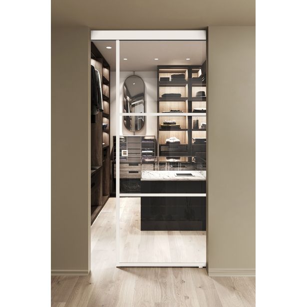 Seinäkiinnitteinen liukuovi Hietakari Inne W1T Tokyo, soft closing -mekanismilla