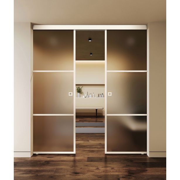 Kattoon asennetut liukuvat pariovet Hietakari Inne C2T Tokyo, soft closing -mekanismilla