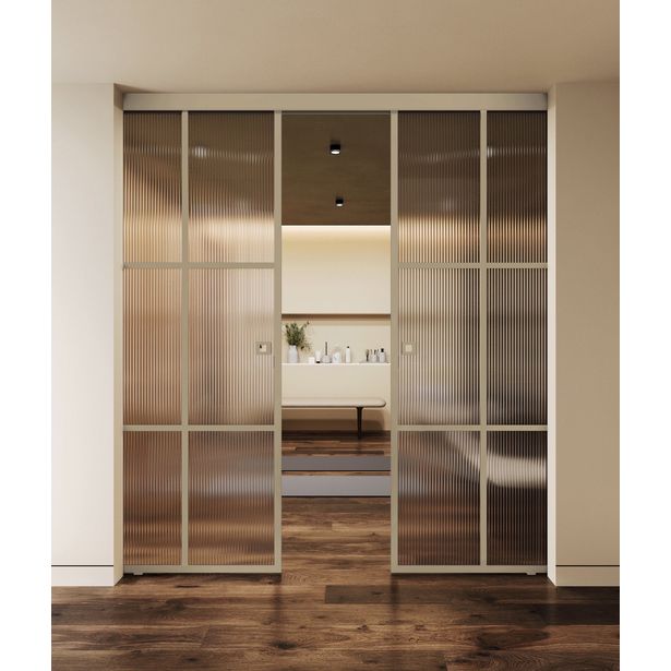 Seinäkiinnitteiset liukuvat pariovet Hietakari Inne W2P Paris, soft closing -mekanismilla