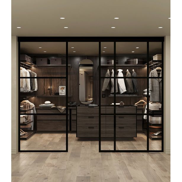 Liukuovi Hietakari Inne C3T Tokyo, soft closing -mekanismilla ja kahdella kiinteällä seinällä