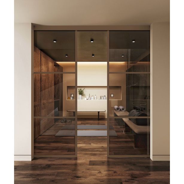 Seinäkiinnitteiset liukuvat pariovet Hietakari Inne W2T Tokyo, soft closing -mekanismilla