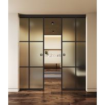 Kattokiinnitteiset liukuvat pariovet Hietakari Inne C2P Paris, soft closing -mekanismilla, mittatilaus, eri vaihtoehtoja