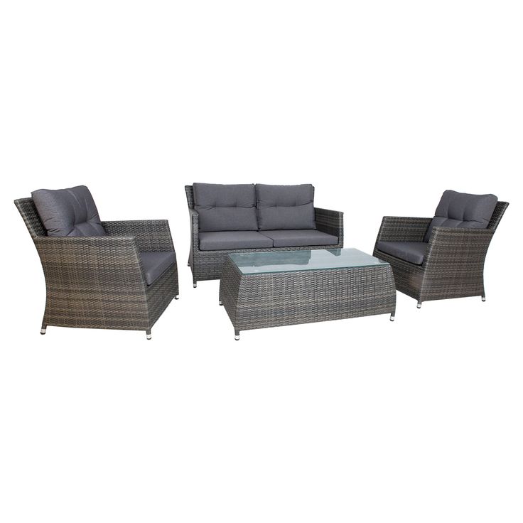 Oleskeluryhmä Home4you Adena, sohva + 2 nojatuolia + pöytä, ruskea