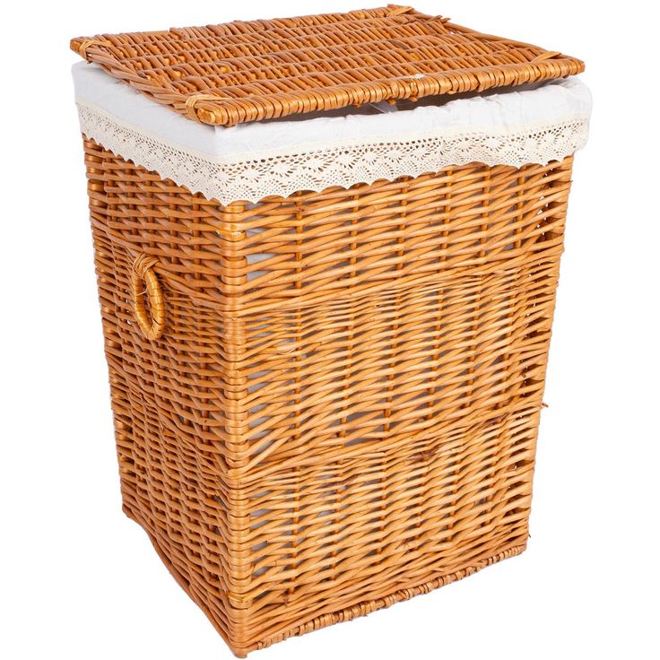 Basket MAX-2, 37x32xH52cm, brown with lace