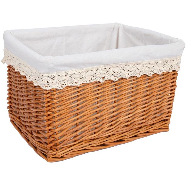 Basket MAX-3, 40x30xH24cm, brown with lace
