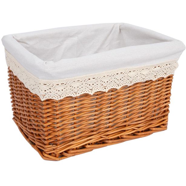 Basket MAX-4, 35x25xH21cm, brown with lace