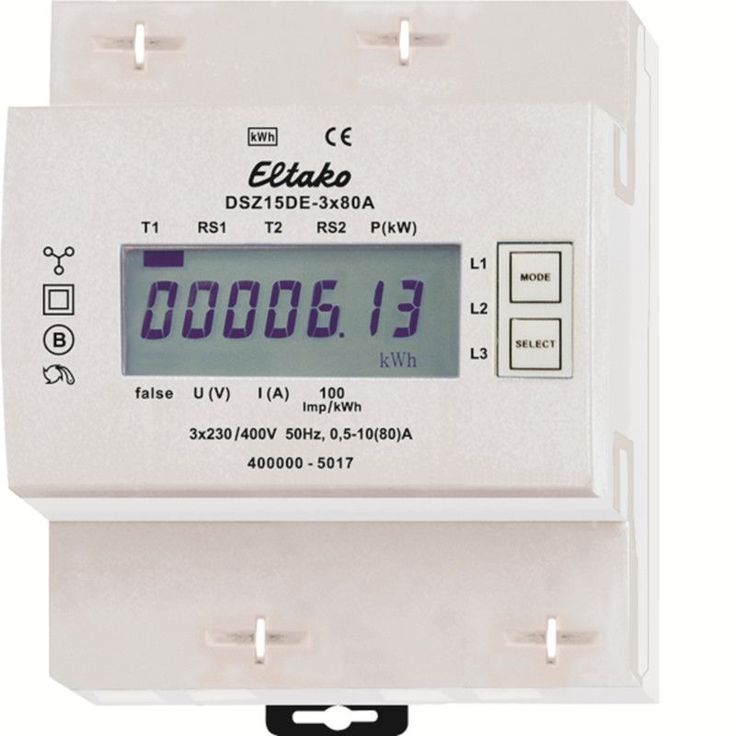 KWH-mittari Eltako, 3-vaiheinen DSZ15DE-3X80A, ilman MID-hyväksyntää
