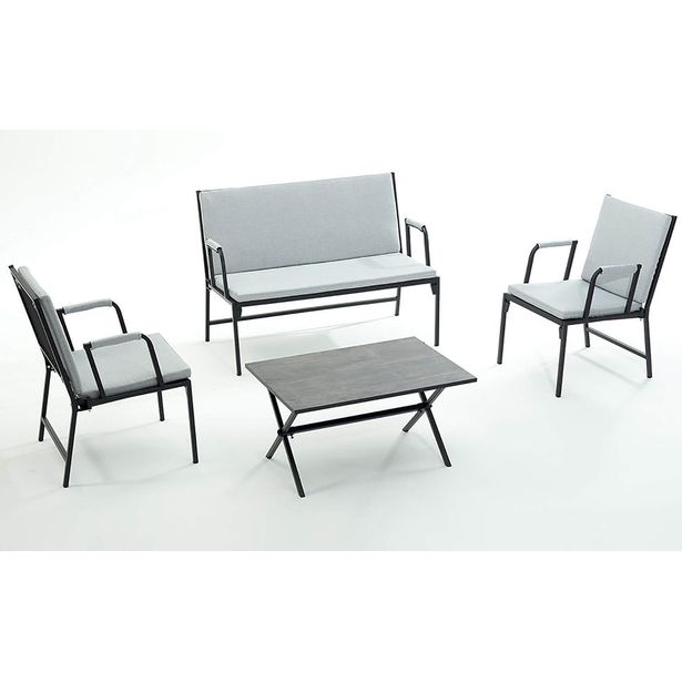 Oleskeluryhmä Linento Garden Alfa, 4-istuttava, musta/harmaa