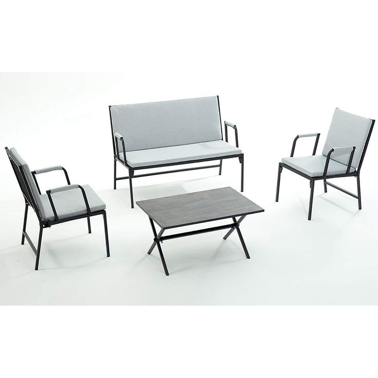 Oleskeluryhmä Linento Garden Alfa, 4-istuttava, musta/harmaa