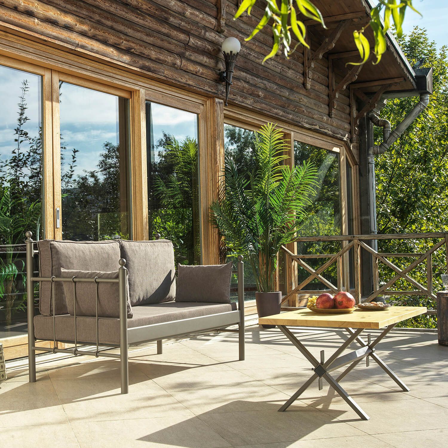 Puutarhasohva Linento Garden Lalas, 2-istuttava, ruskea