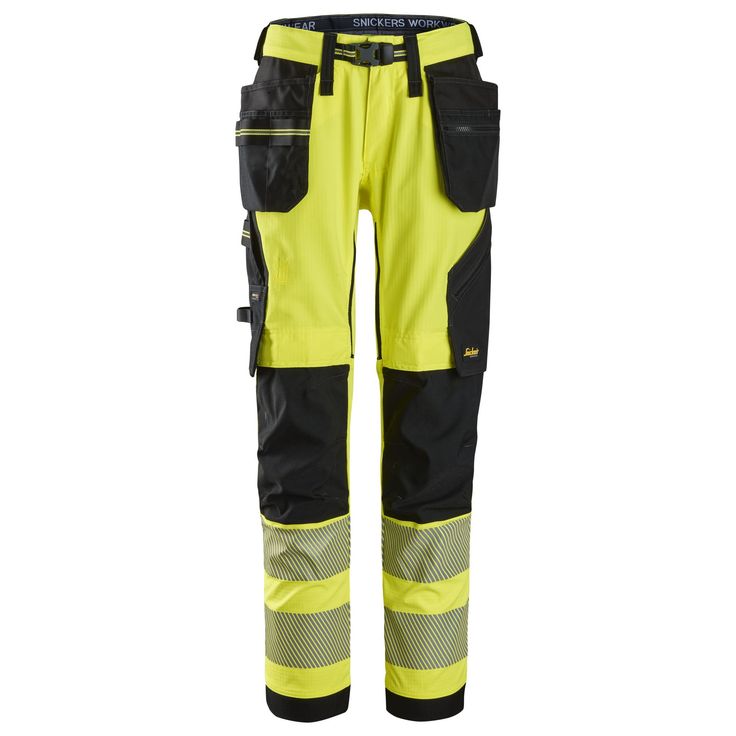 Riipputaskuhousut Snickers 6943 High-Vis, lk 2, keltainen/musta, koko 124