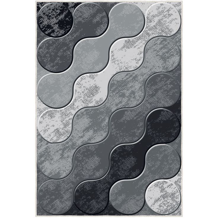 Käytävämatto Linento Wookece Circles 80x150cm harmaa/musta