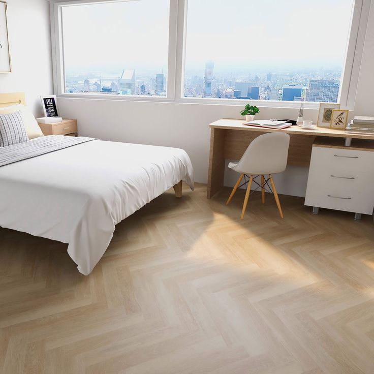 Vinyylilankku Check Floors Check One Herringbone 2074H Prenzlau Oak, vaaleanruskea, integroitu askeläänieriste, Verkkokaupan poistotuote