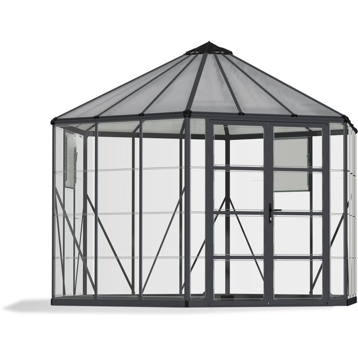 Kasvihuone Palram-Canopia Oasis 12 Hexagon 8,6 m², harmaa