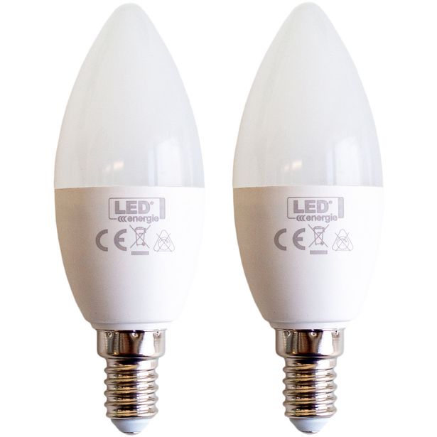 LED-kynttilälamppu Led Energie 3-step, C37, 400lm, E14, 5W, 3000K, 2kpl/pkt
