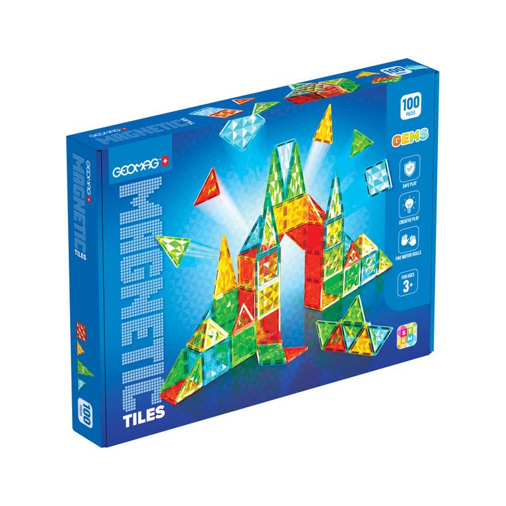 Magneettirakennussarja Geomag Tiles Gems, 100 osaa