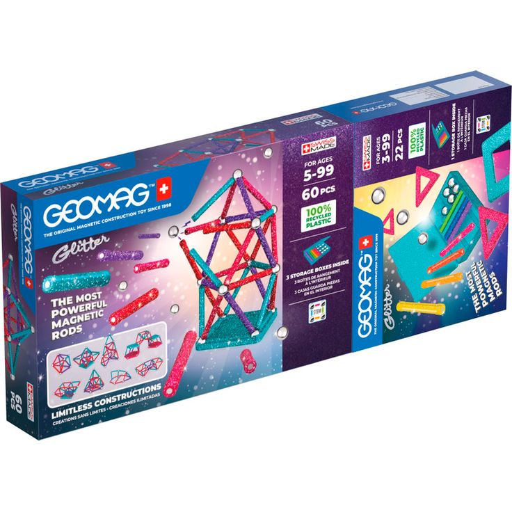 Magneettirakennussarja Geomag Glitter, 82 osaa, tuplapakkaus
