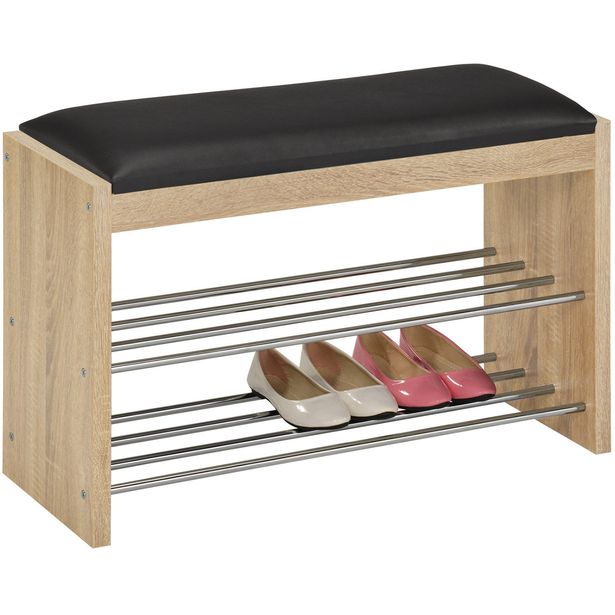 Shoe rack-bench BENO 79.5x30xH50cm, light oak