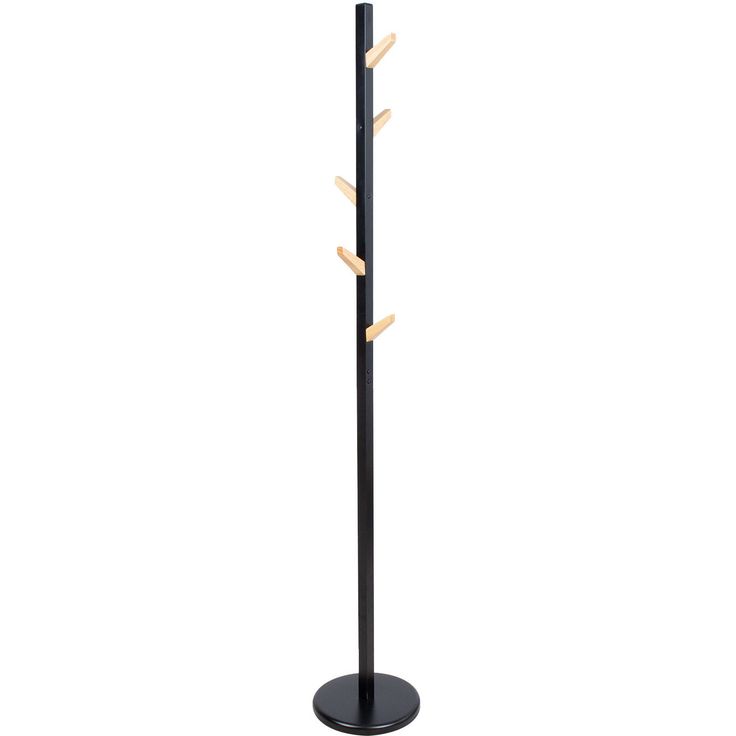 Coat rack FOREST D28xH177cm, black/natural