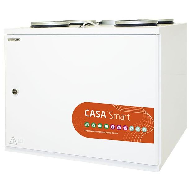 Ilmanvaihtokone lämmöntalteenotolla Swegon Casa W5 Smart WA RH, alle 250m2, 30-130l/s, kosteutusautomatiikka, eri kätisyyksiä