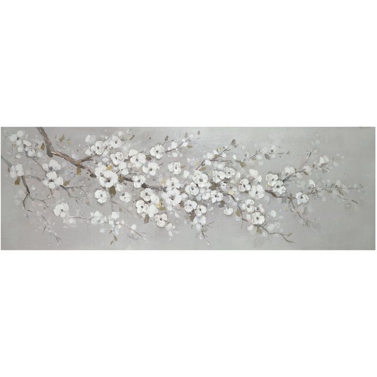 Oil painting 50x150cm, white sakura