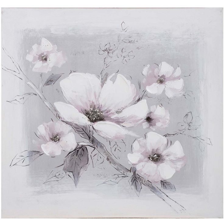 Oil painting 60x60cm, white flowers