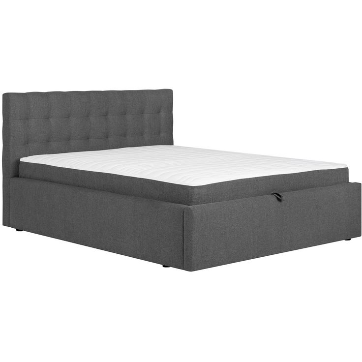 Continental bed LEENA 160x200cm, with mattress, grey