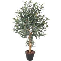 Tekopuu Home4You OLIVE, K90 cm, 2 puurunkoa, musta ruukku, vihreä