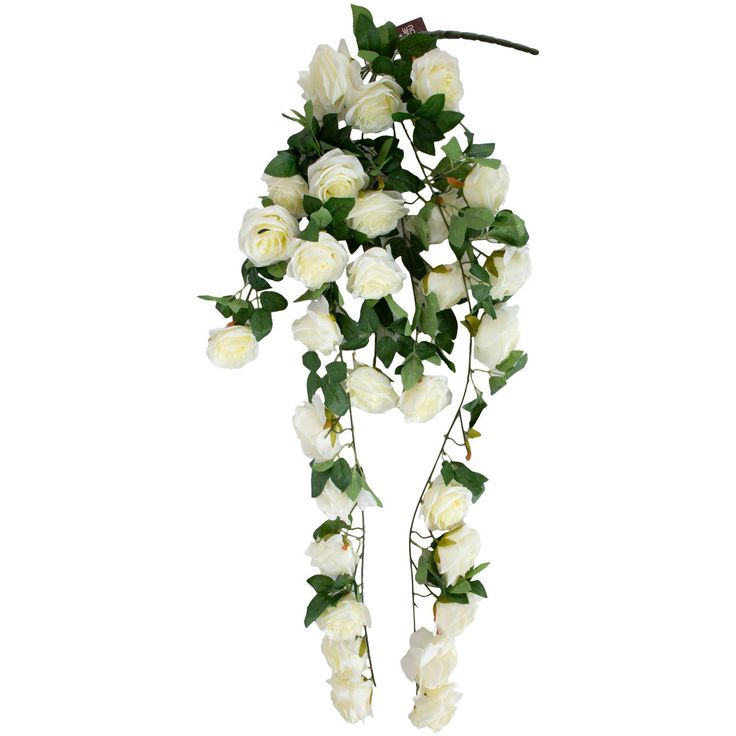 Artificial flower FLOWERLY branch H120cm, white rose