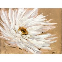 Taulu Home4You 90x120 cm, valkoiset kukat, beige