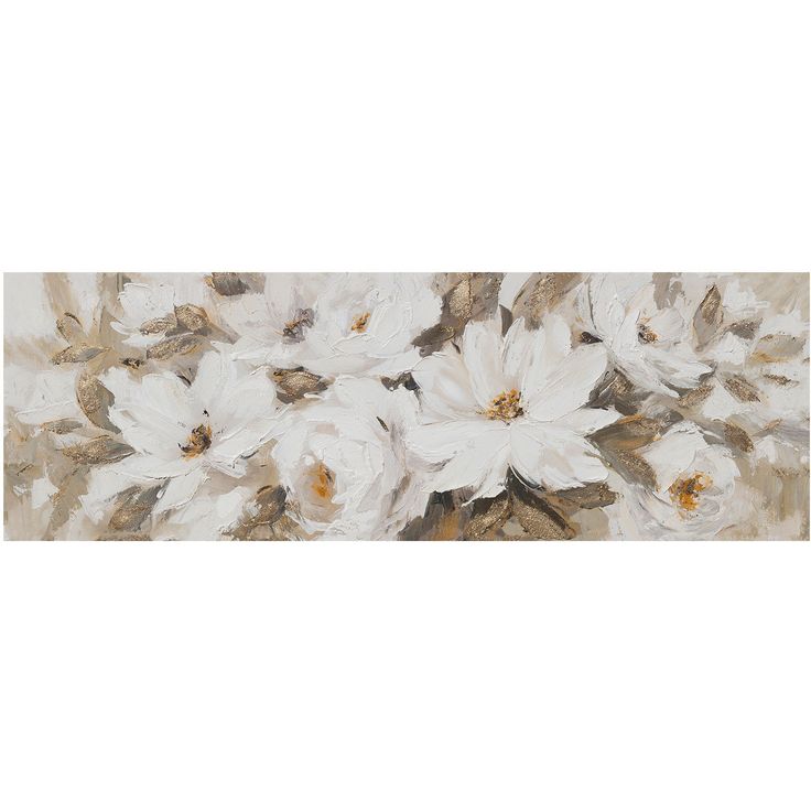 Oil painting 50x150cm, white flowers