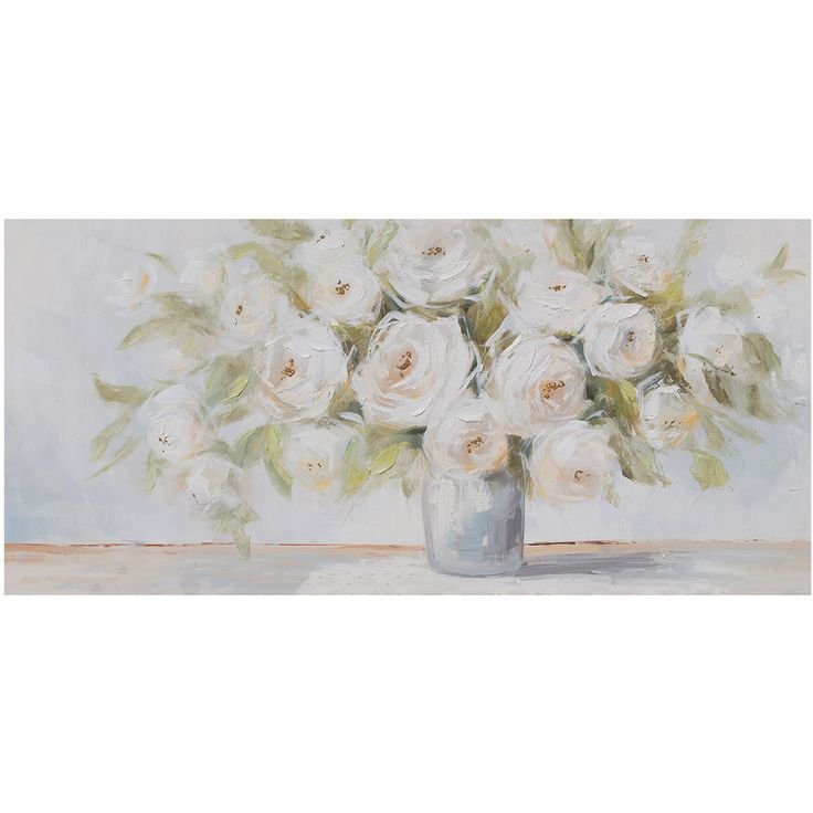 Oil painting 70x150cm, flowers and vase