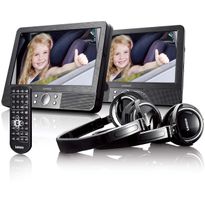 DVD/USB/SD-näyttö Lenco, 2x9 tuumaa, autokiinnikkeillä, kuulokkeilla