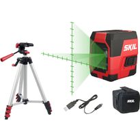 Ristilinjalaser Skil 1911 DA, vihreä, USB-ladattava + jalusta, laukku