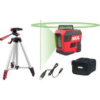 Ristilinjalaser Skil 1961 DA 360°, vihreä, USB-ladattava + laukku