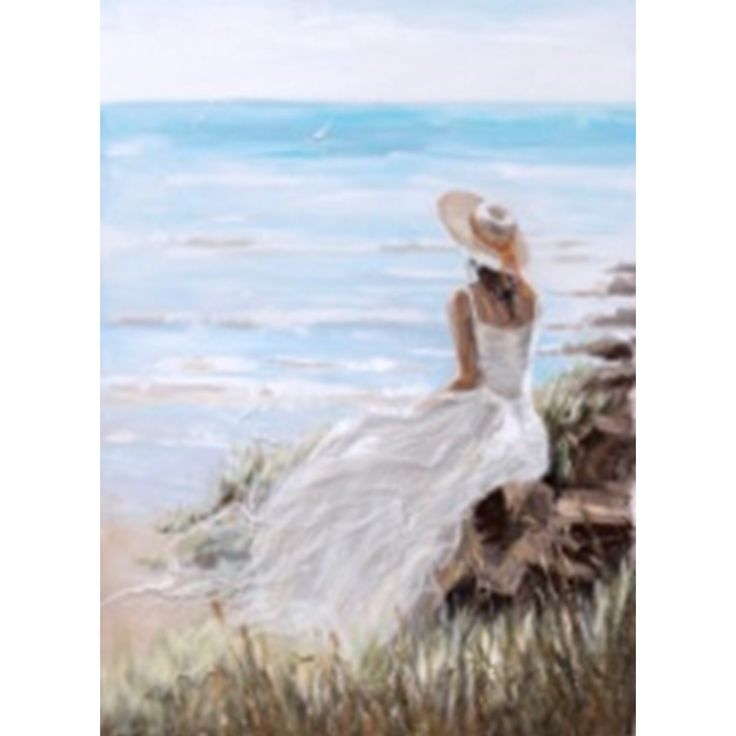 Oil painting 90x120cm, lady on the beach