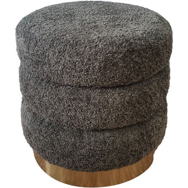 Ottoman LAUREN D35xH38cm, grey