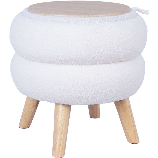 Ottoman/ table HANA D40xH41cm, white, with storage